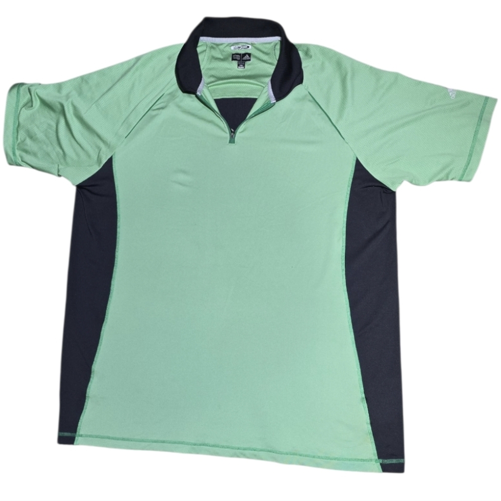 Adidas Polo T-Shirt 1/4 Zip Green Black Mens Size XXL Activewear Sport Jersey - Picture 1 of 16